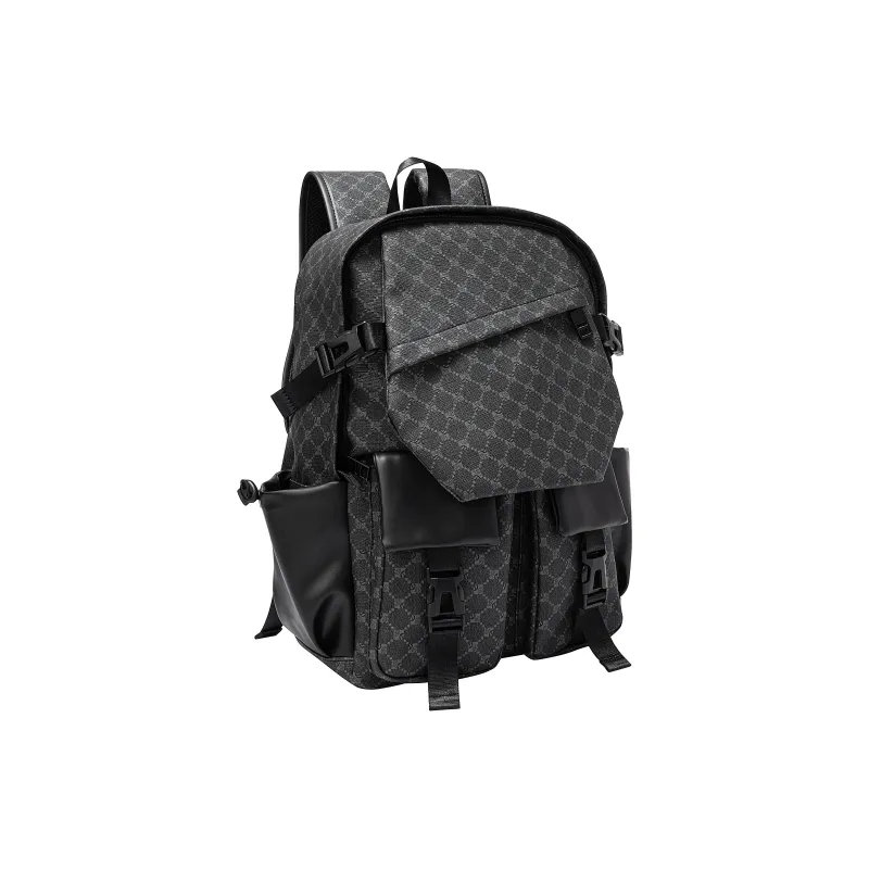 KONADCT Oxford/PU Backpack Large Size Unisex Black/Gray/White/Purple/Monogram/Coffee-30