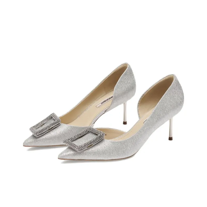73Hours Slow Motion Slim Heel High Heels 6.5cm Women's Silver-2