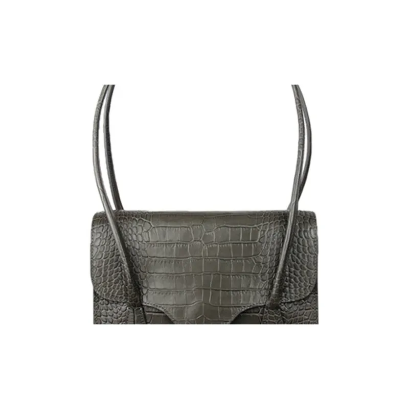 YESE STUDIO Elizabeth Series Cow Leather One Shoulder Underarm Handbag Women's Metallic Green-4