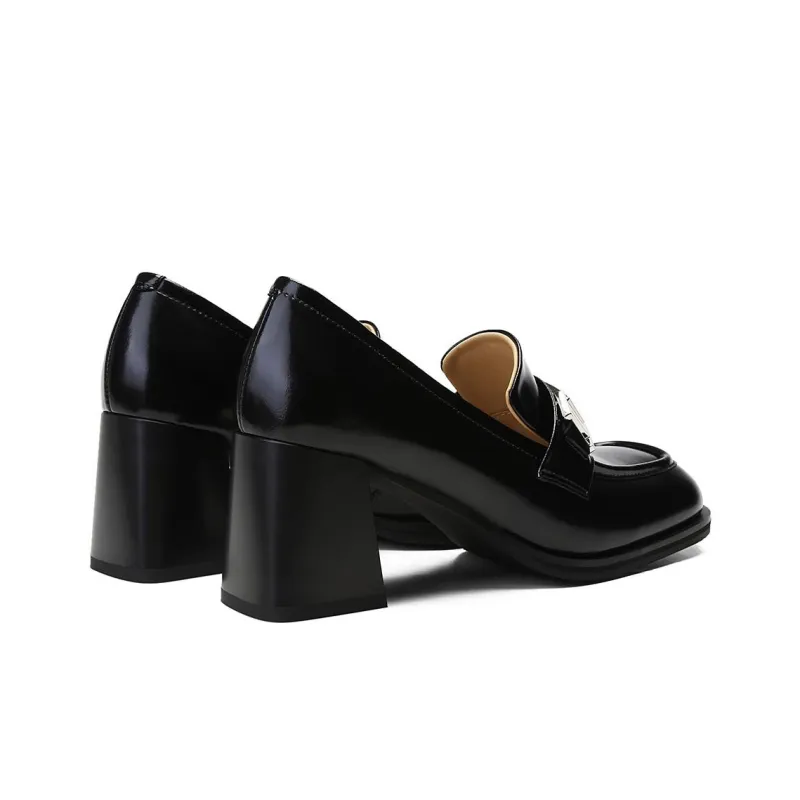 BOSSSUNWEN Chunky Heel High Heels 7cm Women's Black-4