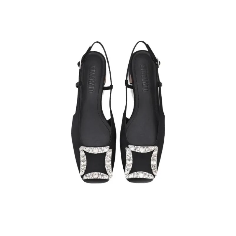 Staccato Starry Square Diamond Block Heel High Heels 4cm Women's-6