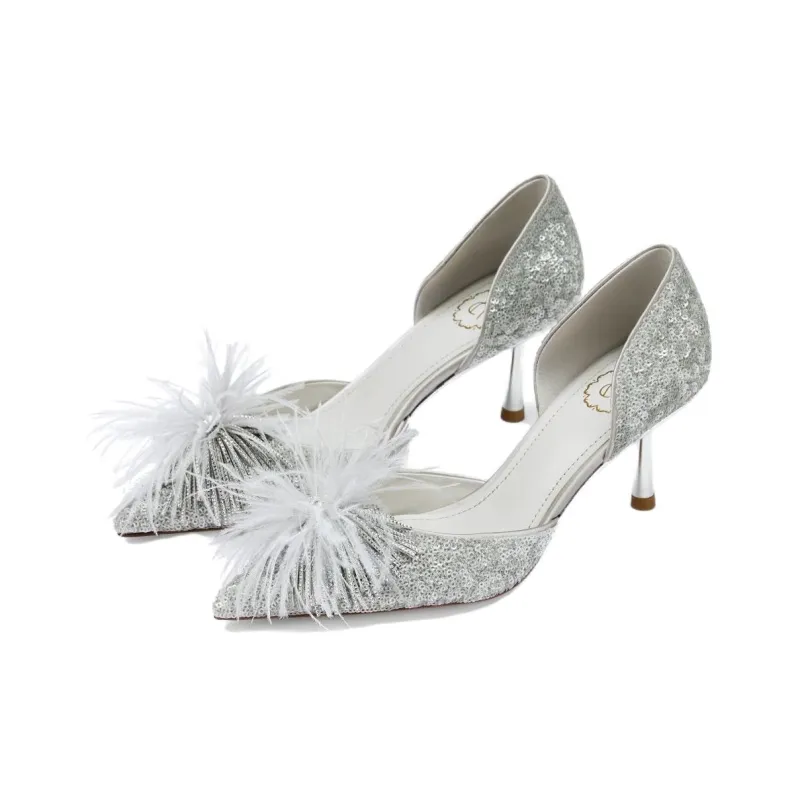 73Hours Island Breeze Slim Heel High Heels Women's Gray-2
