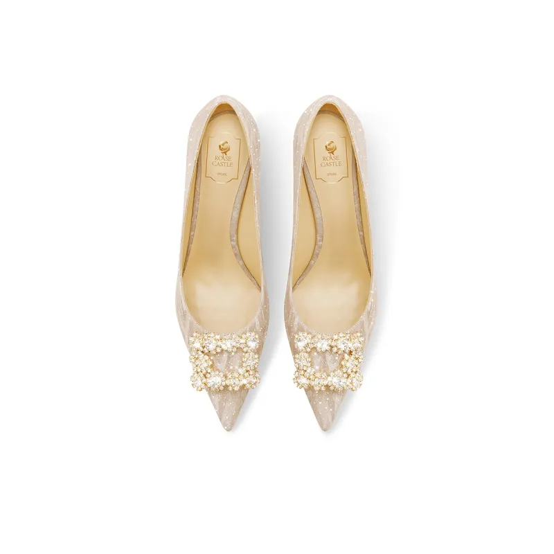 ROSE CASTLE Slim Heel High Heels 6.5cm Women's Gold-2