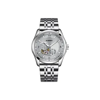 KUERST Automatic Mechanical Movement Steel Strap Watch Men's Watches Black Dial