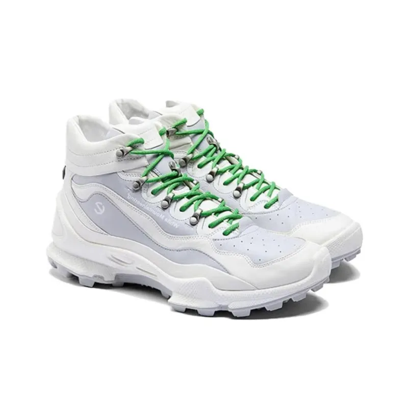 White Mountaineering x Ecco Biom C Trail Anti Slip Wear Resistant High Top Hiking Shoes Men's White Green-3
