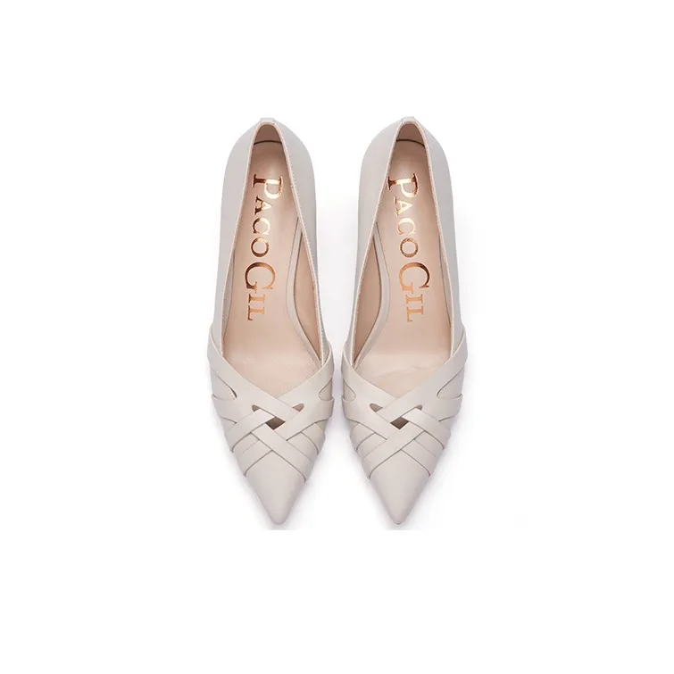 PACO GIL Slim Heel High Heels 6cm Women's White-2