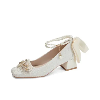 Xingdiman Chunky Heel High Heels 5cm Women's Apricot
