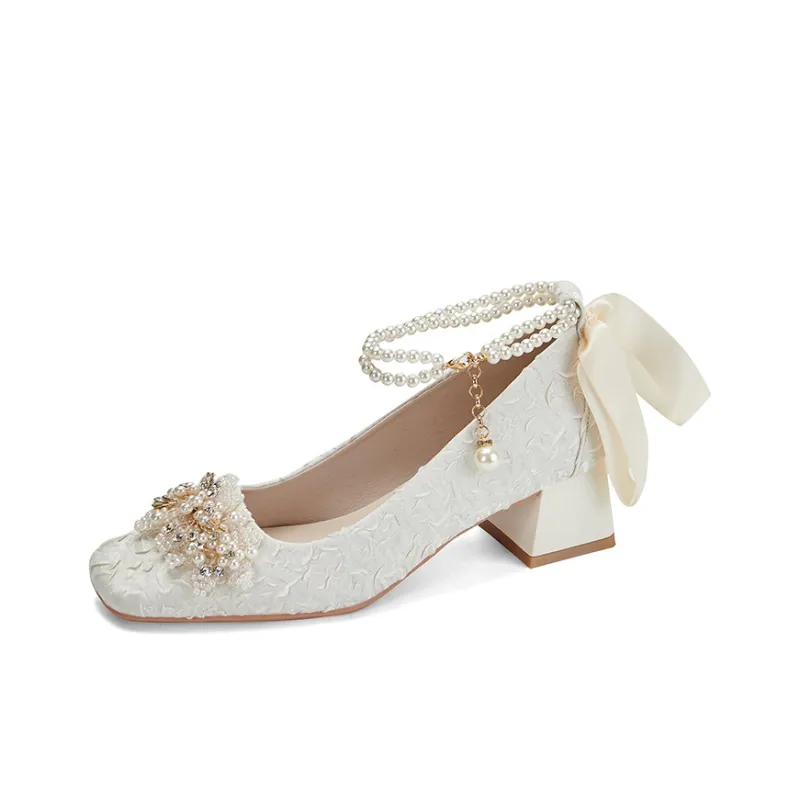Xingdiman Chunky Heel High Heels 5cm Women's Apricot-0