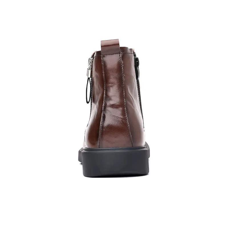 MODENGPAN Ankle Boots Men Black/Brown-3