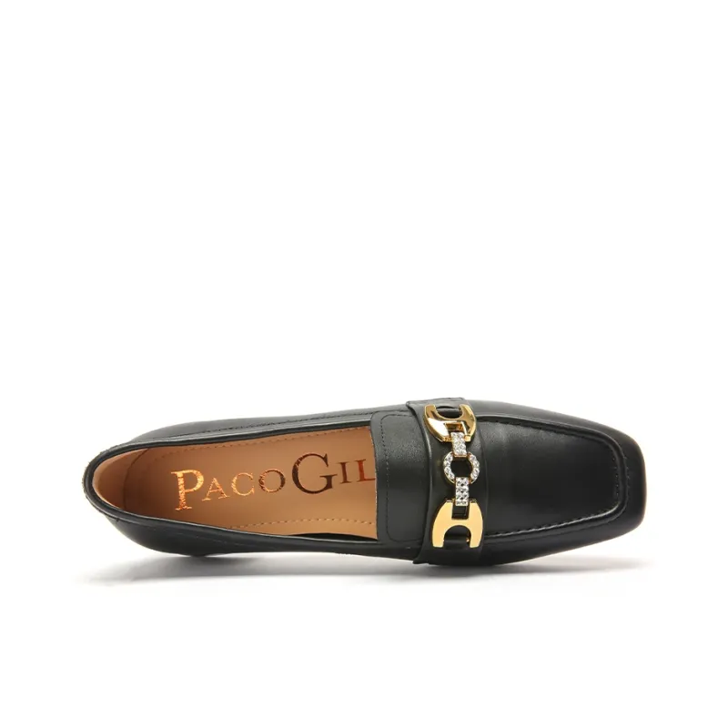 PACO GIL Block Heel High Heels 3cm Women's Black-4