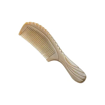 Shame Round Handle Ox Horn Comb, Anti Static Comb, Hair Care Hair Brush Acupoint Scalp Massage