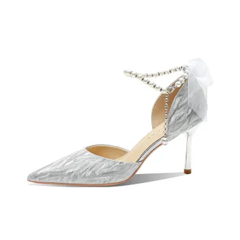 Ainer cat Confession Gift Slim Heel High Heels 8cm Women's Silver