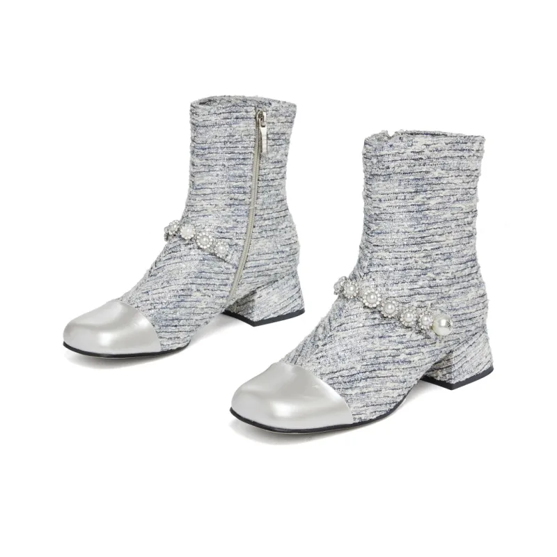 ELLE Ankle Boots Women's Black/Blue Gold-1