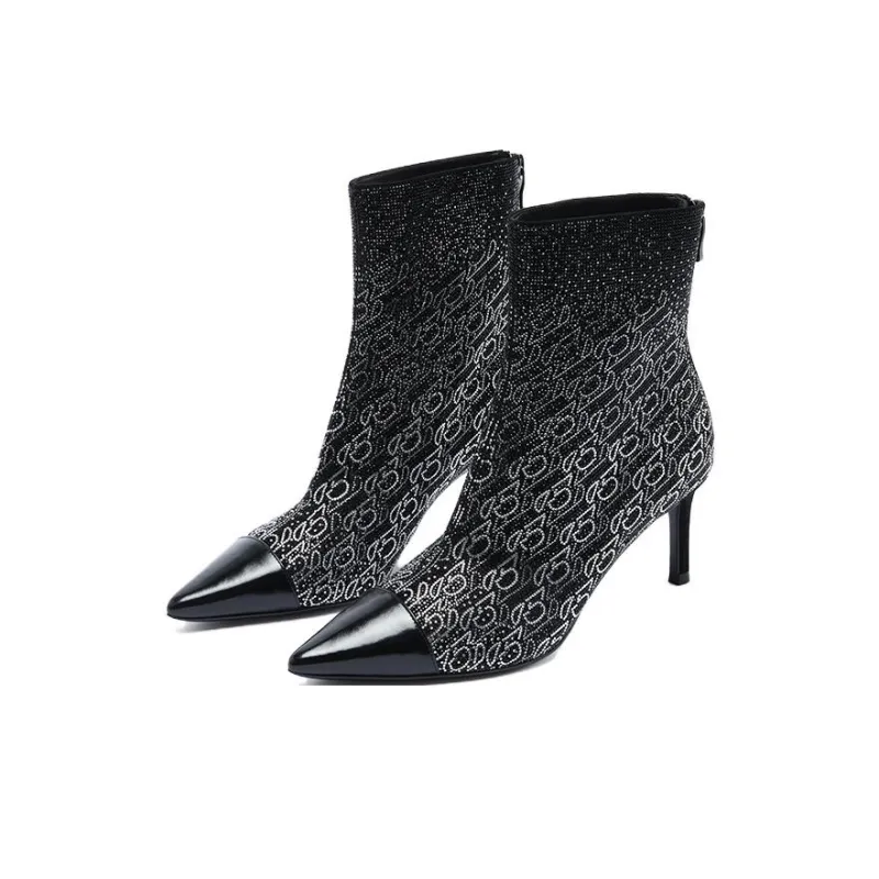 73Hours Exchange Party Series Ankle Boots 5.5cm Women's Black-2