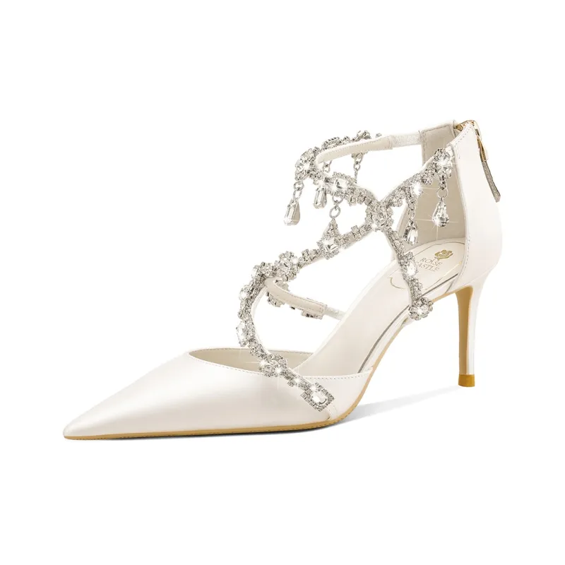 ROSE CASTLE Slim Heel High Heels 8.5cm Women's White-0