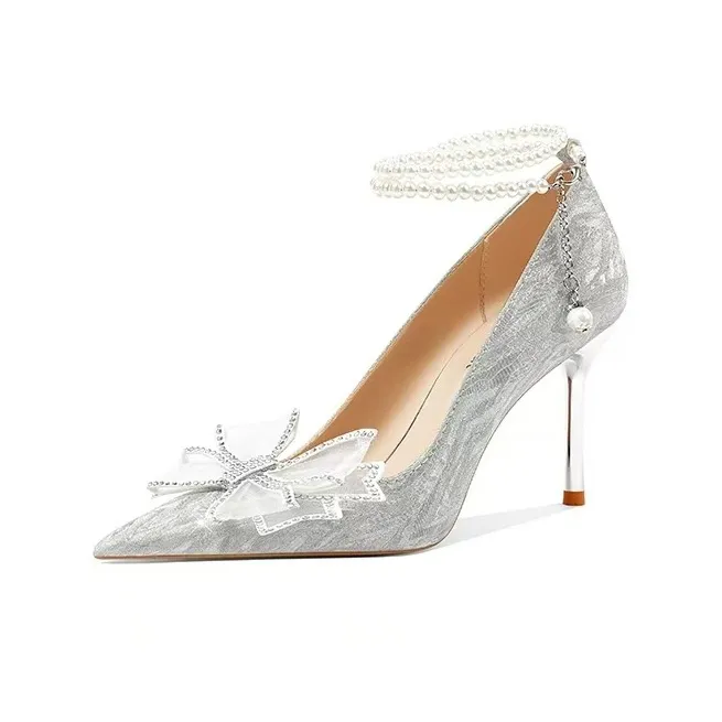 Crelinkxlat Slim Heel High Heels Women's Silver-1