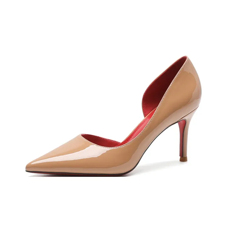Qiandongmeili Slim Heel High Heels 8cm Women's Nude-36