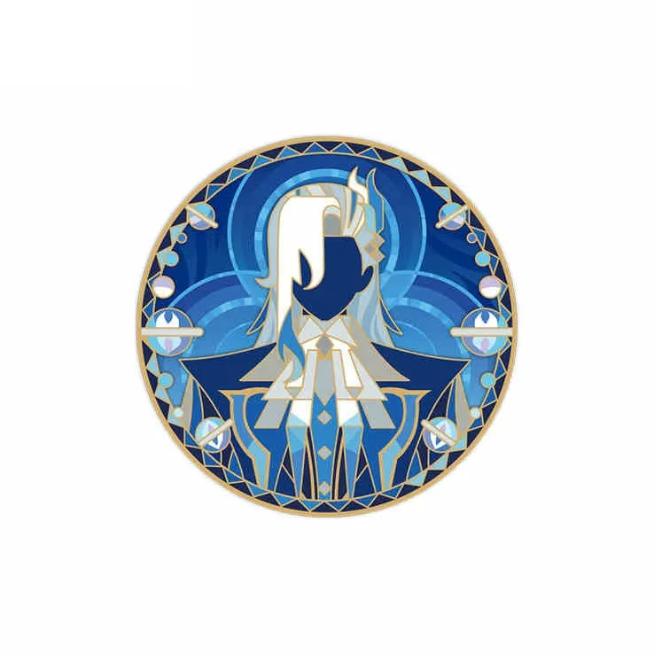 GenShin Hu Tao Nasiya Naville Furina Leosli Zhongli Linny Rainbow Invitation Collection Rotating Metal Genshin Badges-2