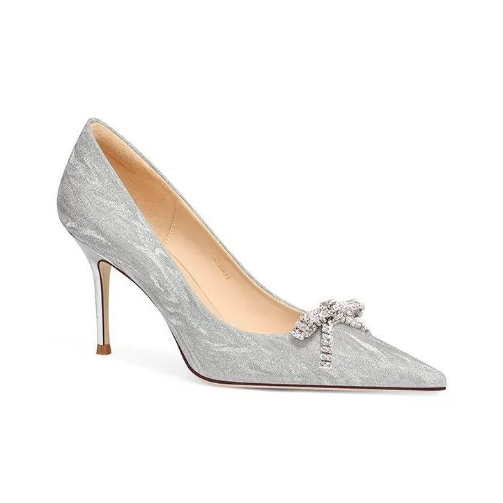 Holy Rose Slim Heel High Heels Women's Silver-1