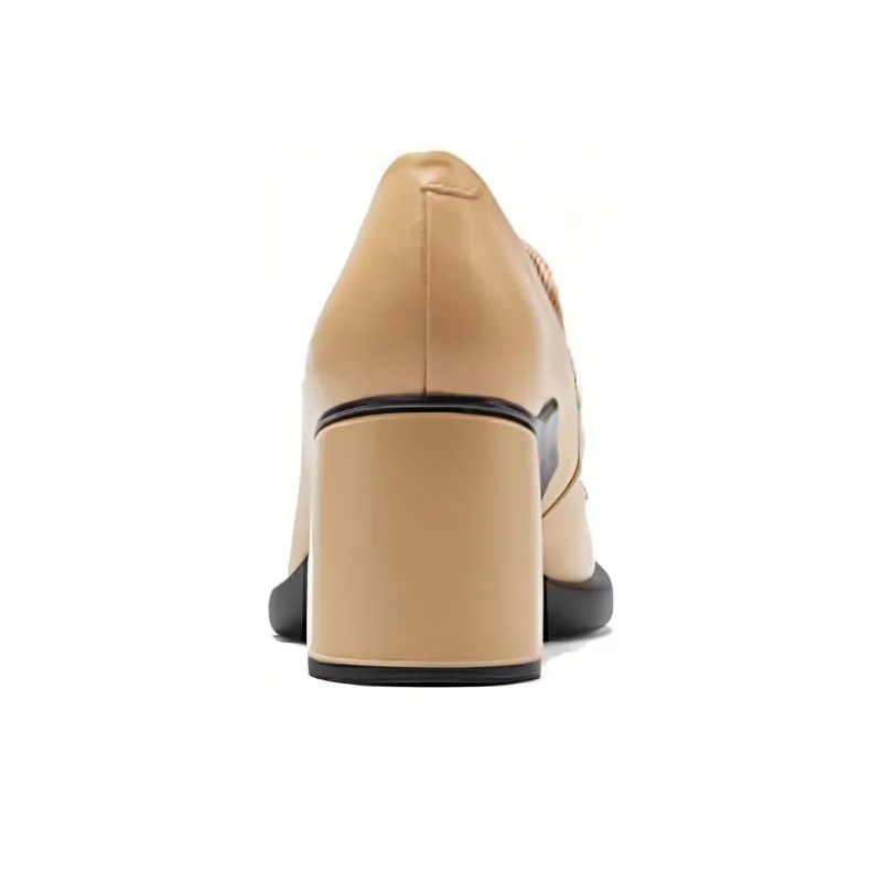 Ecco Chunky Heel High Heels 8cm Women's Beige Yellow-1