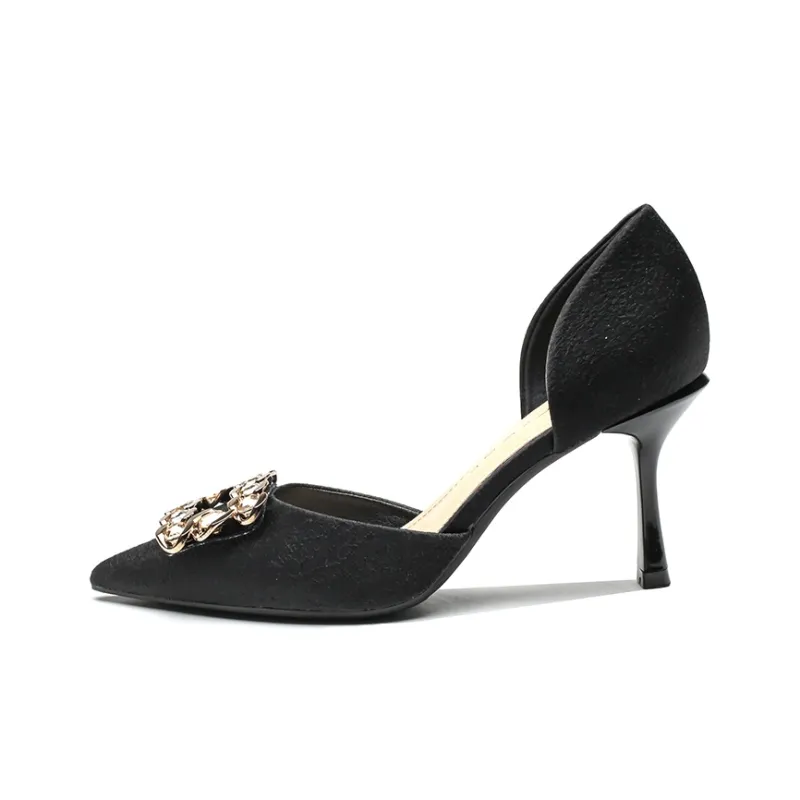 Ainer cat Slim Heel High Heels 8cm Women's Black-0