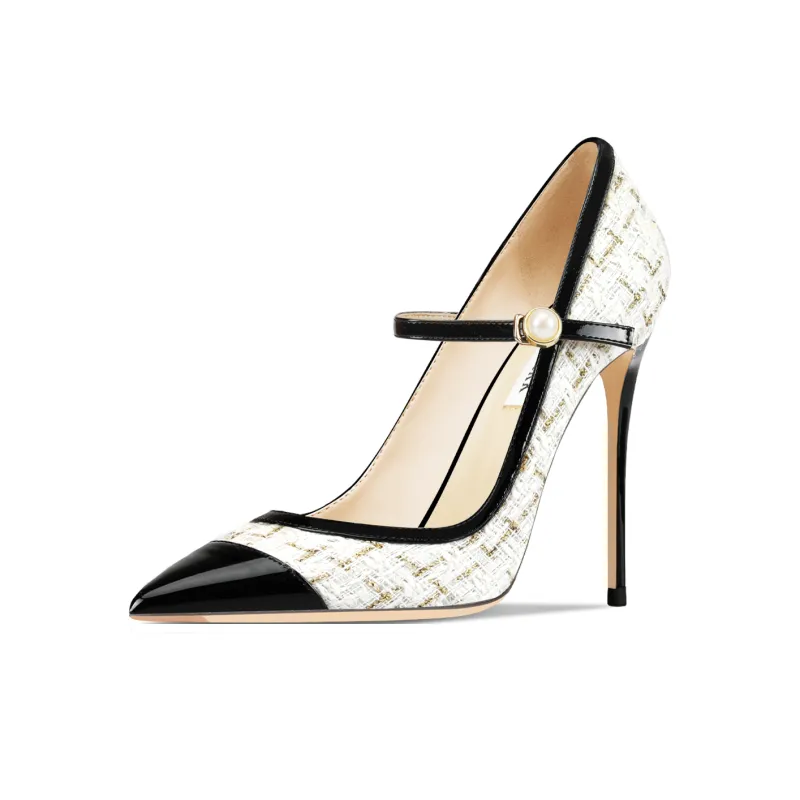 Suyymakk Slim Heel High Heels Women's White-1