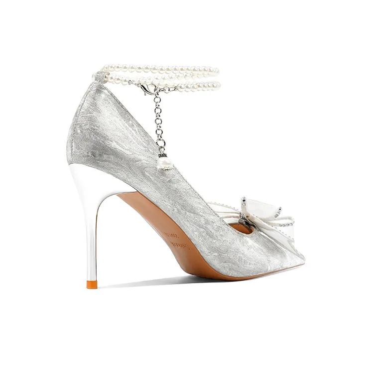Crelinkxlat Slim Heel High Heels Women's Silver-3