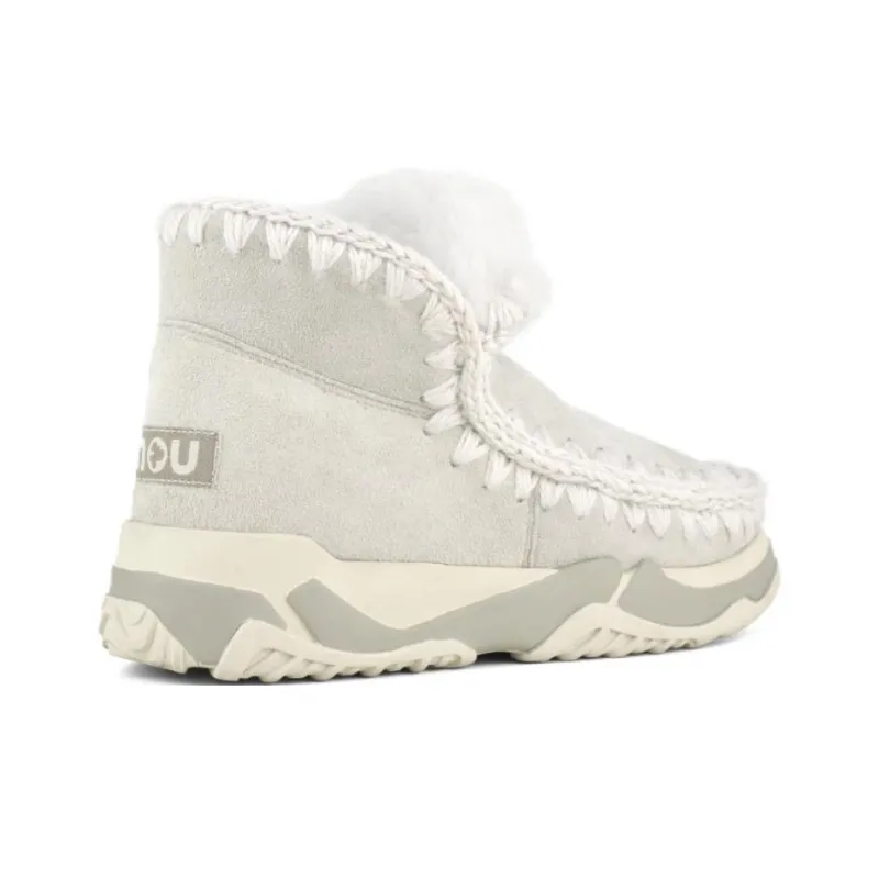MOU Eskimo Trainer Ankle Boots Women's White Gray-3