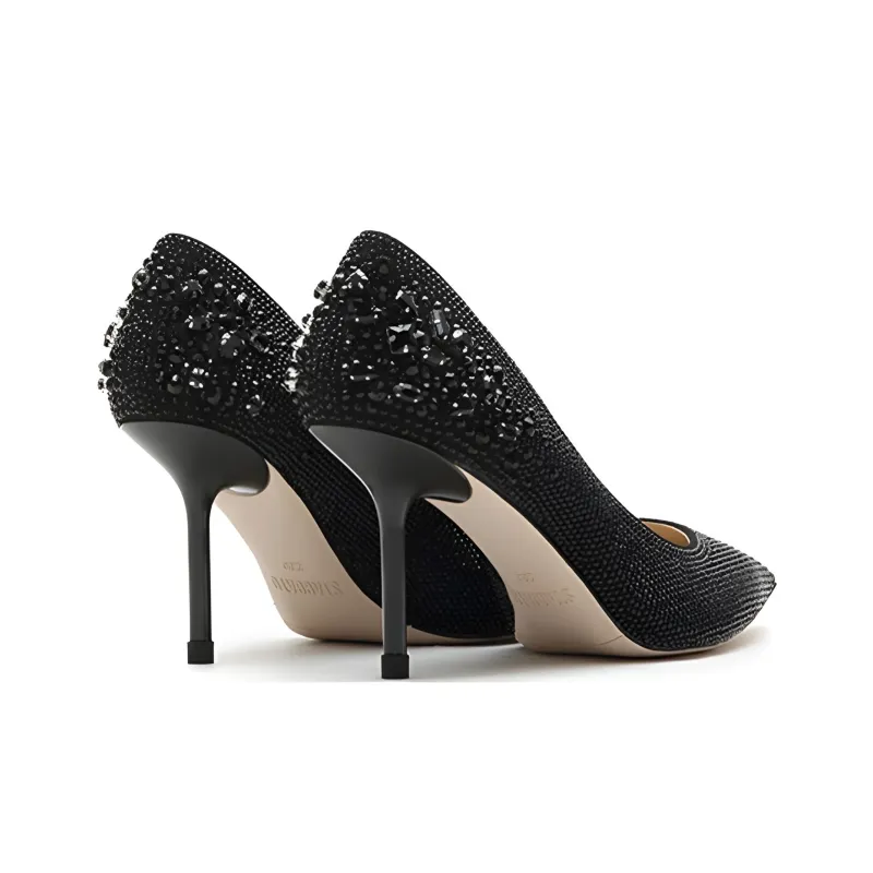 Staccato Slim Heel High Heels 8cm Women's Black-2