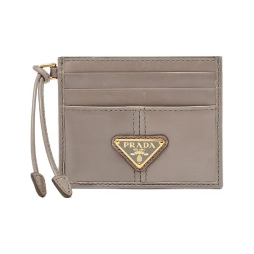 PRADA Leather Card Holder Women's Dark Gray