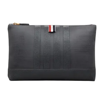 THOM BROWNE· Calfskin With Wool Clutch Tubas Men's Gray