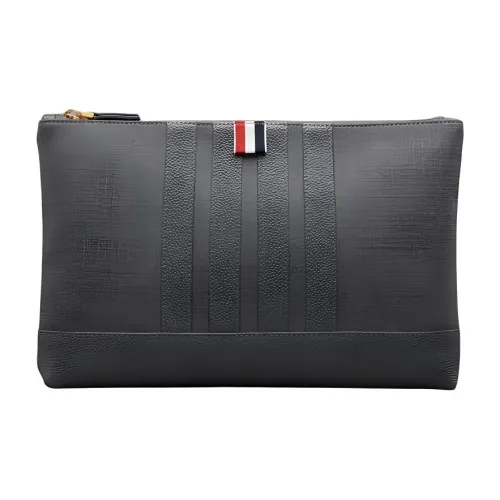 THOM BROWNE· Calfskin With Wool Blend Clutch Large Size Men's Gray