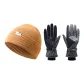 Knitted Hat (Yellow)+Ski Glove (Black Gray)