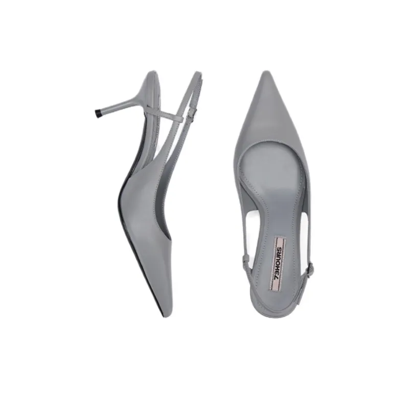 73Hours 45-Degree Elegant Slim Heel High Heels 8cm Women's Black/Gray/Apricot-8