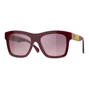 CHANEL Acetate Metal Square Sunglasses Unisex Red