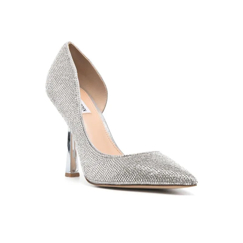 STEVE MADDEN Damzil Slim Heel Pointed Toe Pairing Women's Silver-1