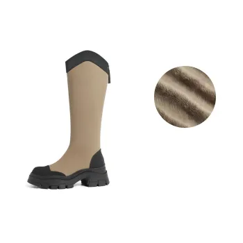 BELLE Knee high Boots 6cm Women's Green Apricot Black
