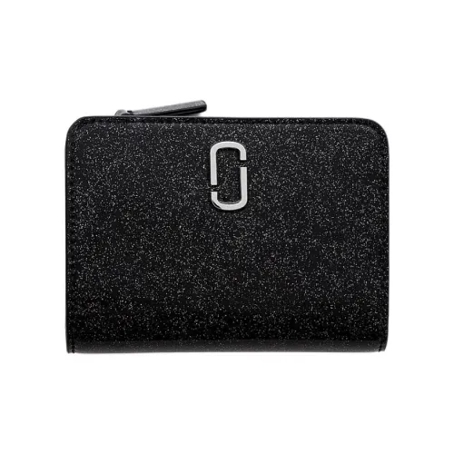 MARC JACOBS Shimmery Coated Wallet Mini Women's Black