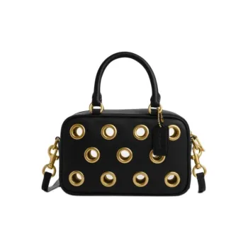 COACH Cow Leather Shoulder Bag Crossbody Bag Handbag Small Size Women's Black