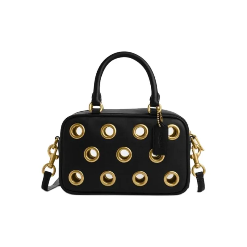 COACH Cow Leather Shoulder Bag Crossbody Bag Handbag Small Size Women's Black-0
