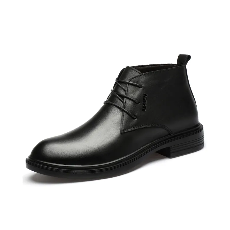AIPSEN Ankle Boots Unisex Black Smooth Finish-1