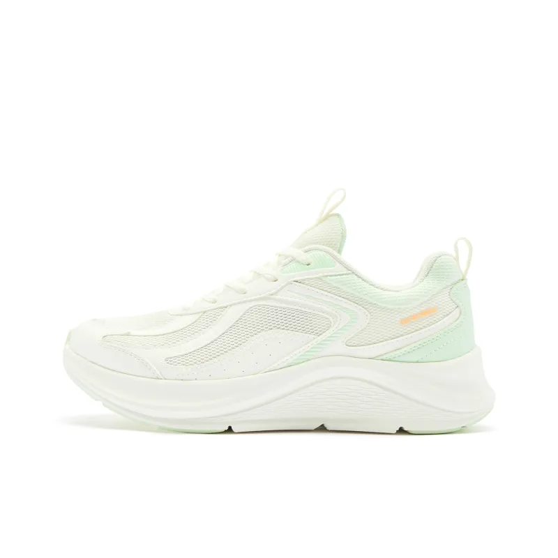 QIAODAN Running Shoes Women's Low Top Ivory Lime Green-0