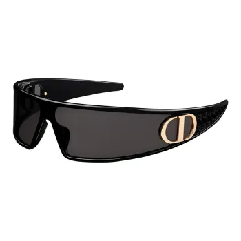 DIOR Metal Nylon Irregular Shape Sunglasses Women's Black