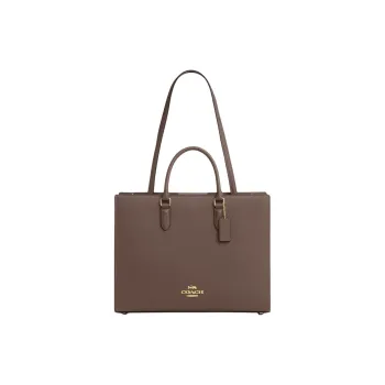 COACH Maggie Cow Leather Tote Bag, Shopping Bag, Handbag Tubas Women's Dark Umber