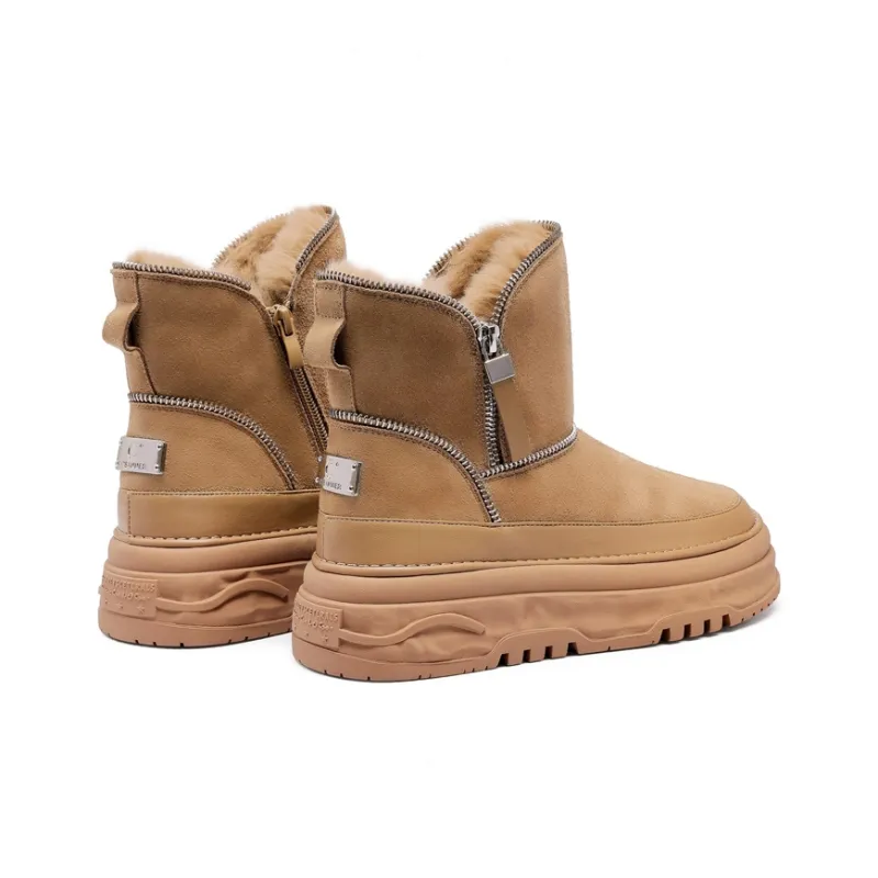 Suan Ba Hui Warm Water-Resistant Wear-Resistant Height Increasing Slip-Resistant Coverage Short Snow Boots Women's-5