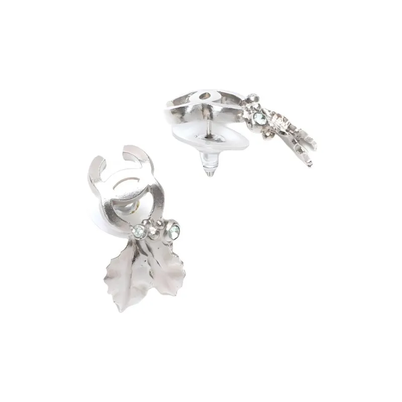 CHANEL 2005 Cc Leaf Stud Earrings-1