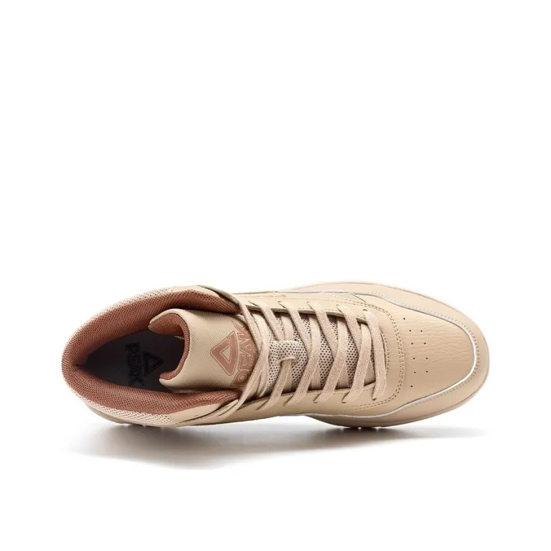PEAK Classic Heritage Coverage Wear Resistant Support High Top Skateboard Shoes Men's Beige-2