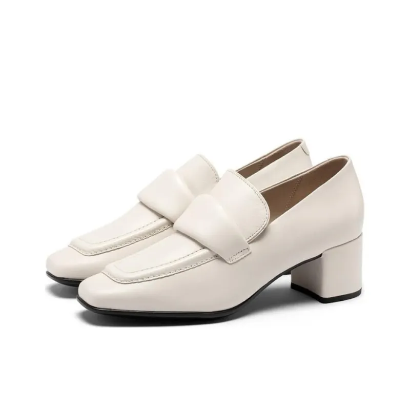 Ecco Block Heel High Heels Women's Ecru-1