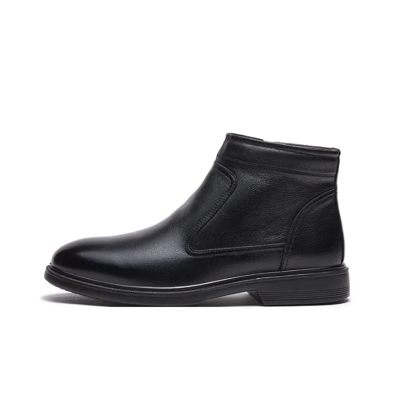 AOKANG High Top Casual Ankle Boots Men's Black-0
