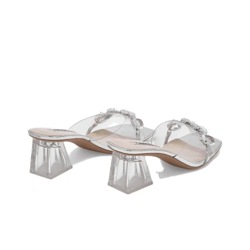 73Hours Summer Time Chunky Heel High Heels 5.5cm Women's Transparent-3